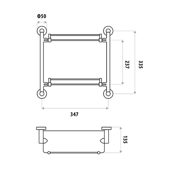 Loui Double Glass Shelf - Matte Black