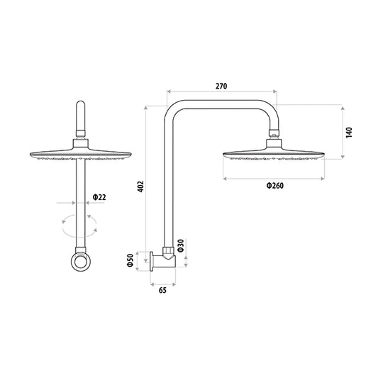 Loui Gooseneck Shower - Chrome