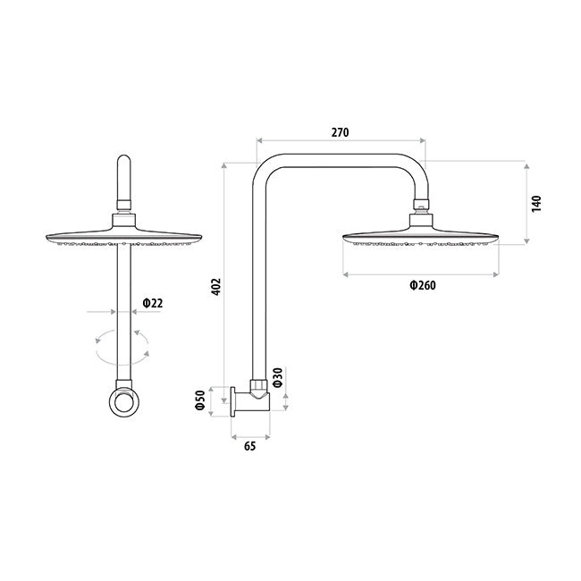 Loui Gooseneck Shower - Brushed Gold