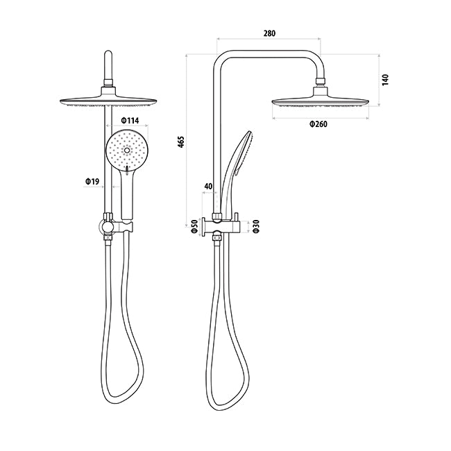 Loui Twin Shower - Chrome