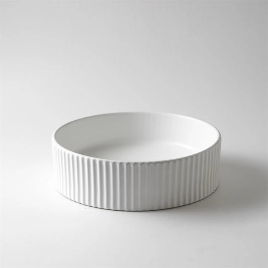400*400*125mm Matte White with Fluted Design Above Counter Basin
