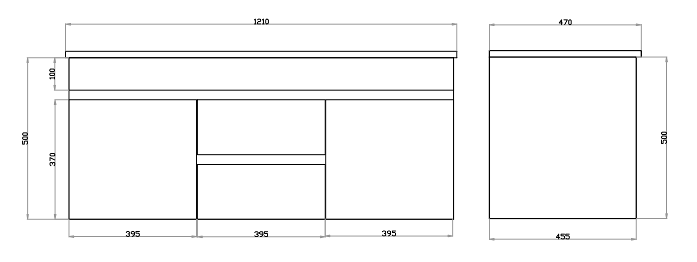 1200mm Polar Wall Hung Vanity PVC - Cabinet Only - Double Bowl - Gloss White