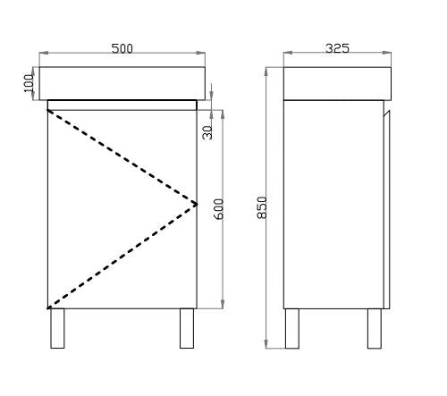 450mm PVC Floor Vanity Slim Ensuite with Top