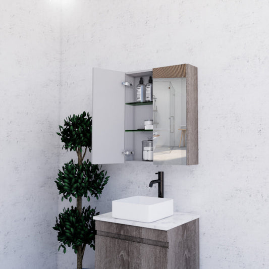 600mm Dark Oak Shaving Cabinet -W600xH720xD150