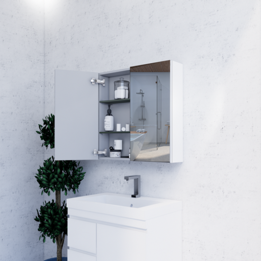 750mm Gloss White Shaving Cabinet -W750xH720xD150