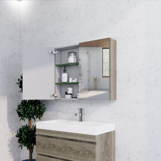 900mm Dark Oak Shaving Cabinet -W900xH720xD150
