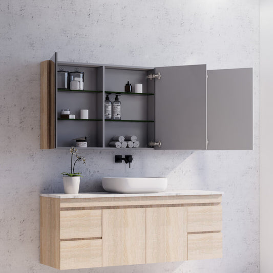 1500mm Light Oak Shaving Cabinet -W1500xH720xD150