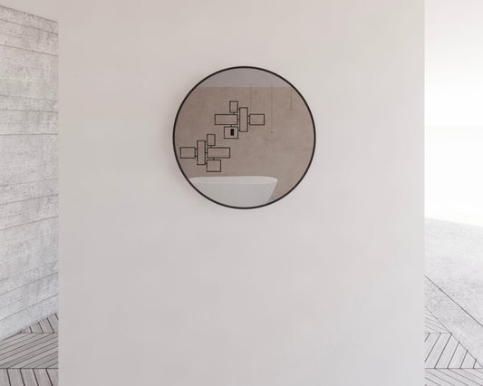 Round Framed Mirrors 40mm Depth Frame Matt Black 600x600mm