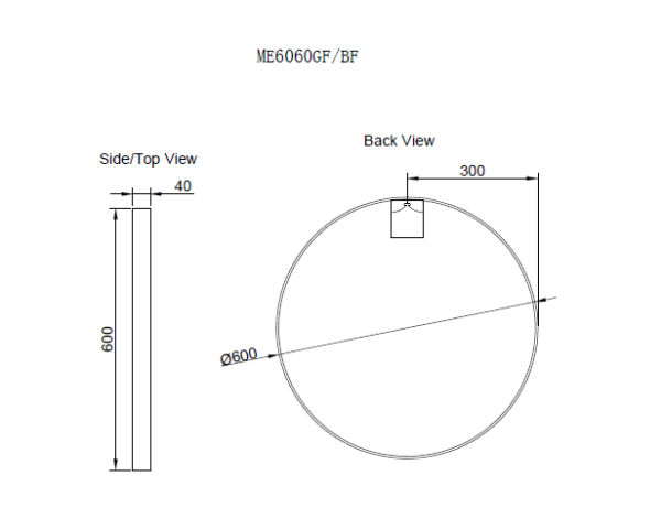 Round Framed Mirrors 40mm Depth Frame Matt Black 600x600mm