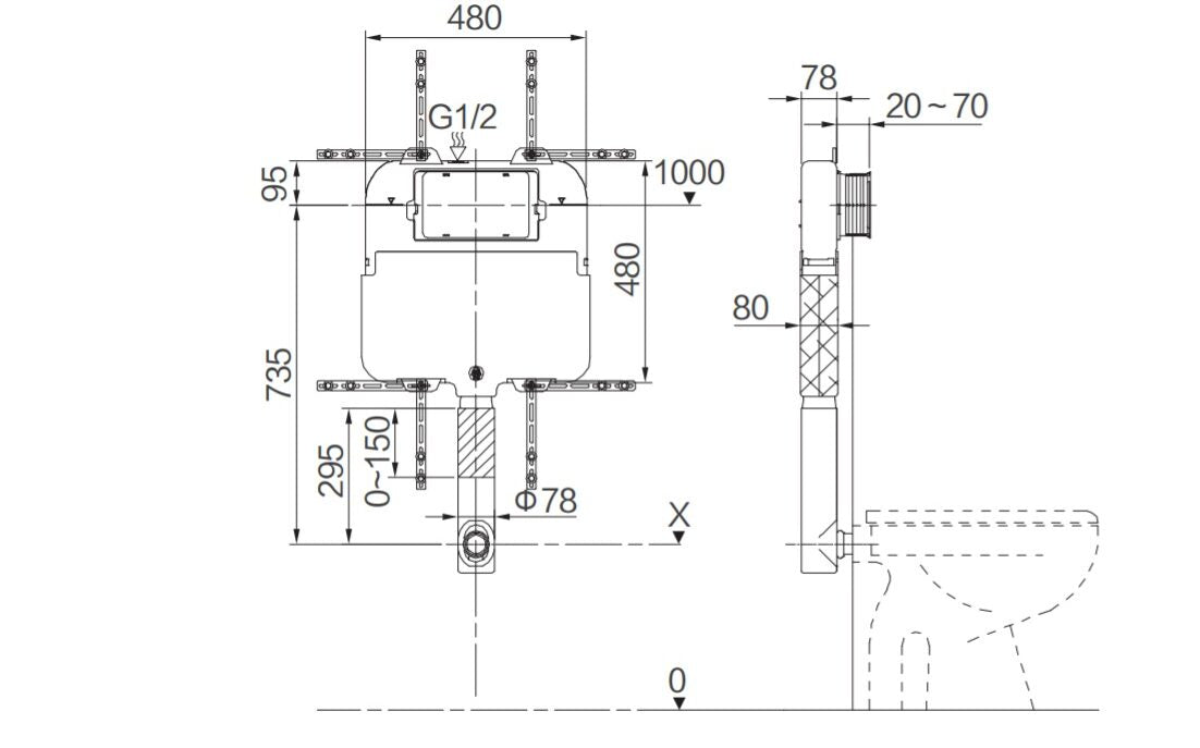 Marq 80mm Mechanical In Wall Cistern