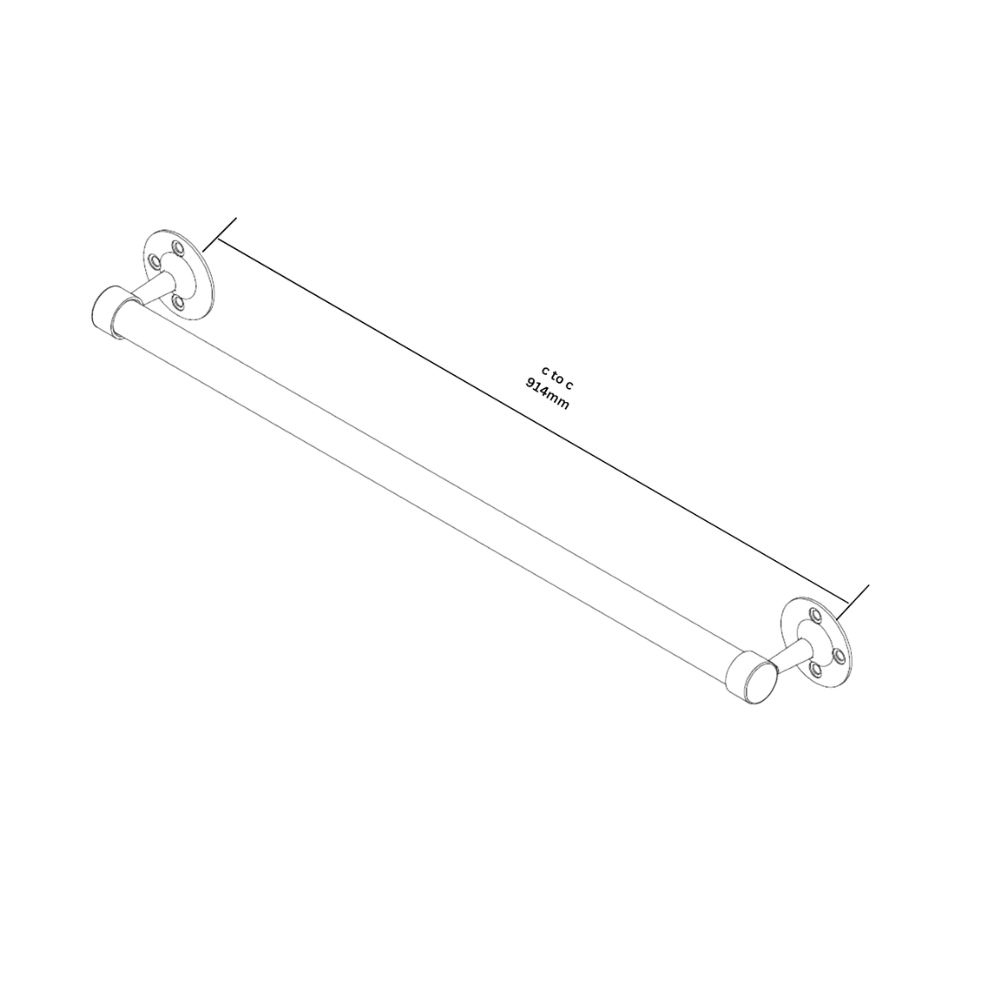 Heavy Duty Single Towel Rail – 914mm C to C SS