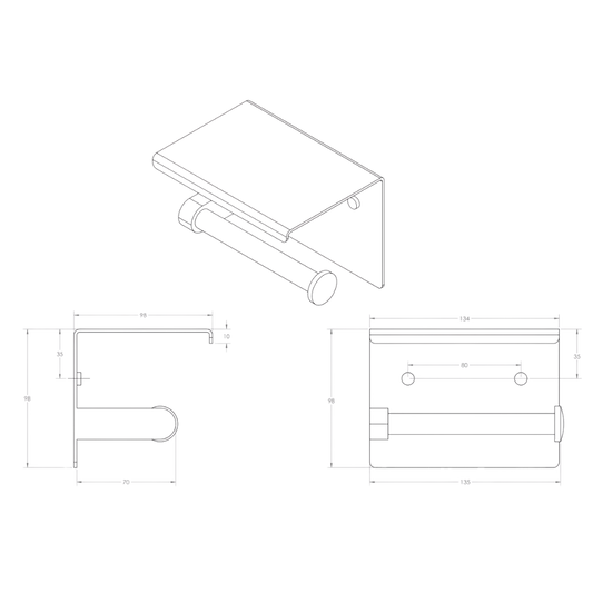 Single Toilet Roll Holder with Shelf Top PSS