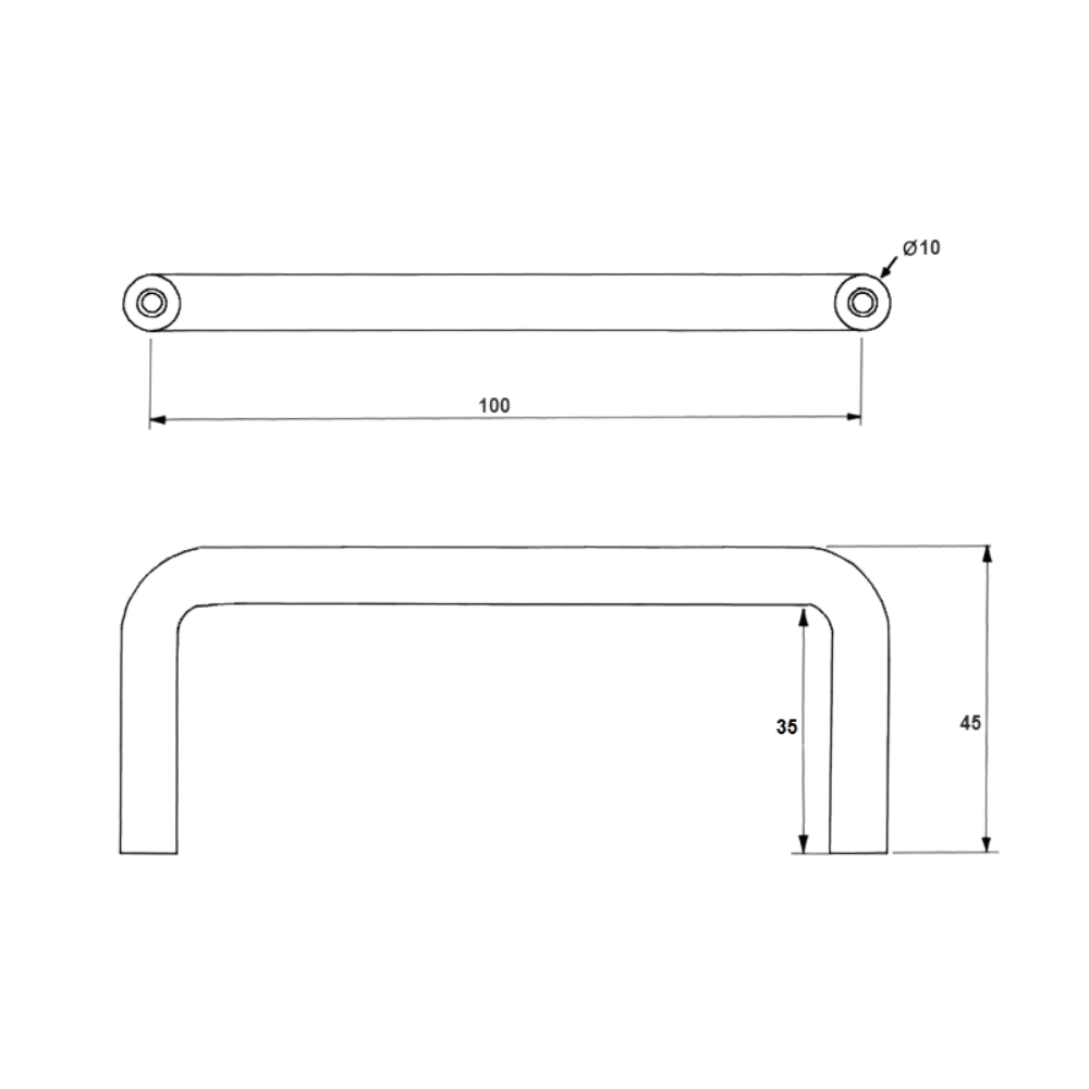 “D” Pull Handle – 110mm C to C SS