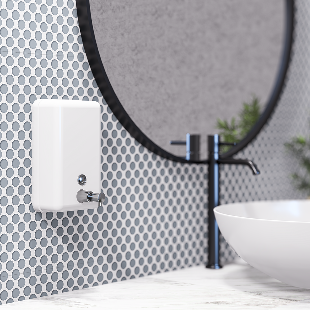 Vertical Liquid Soap Dispenser – 1.2L Capacity, White Powder Coat Finish