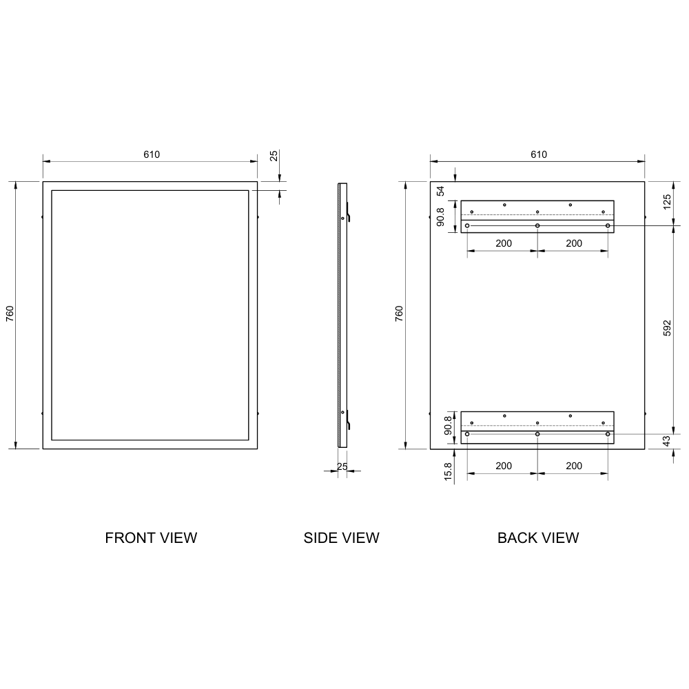 6mm Mirror 610w x 760h Framed SS