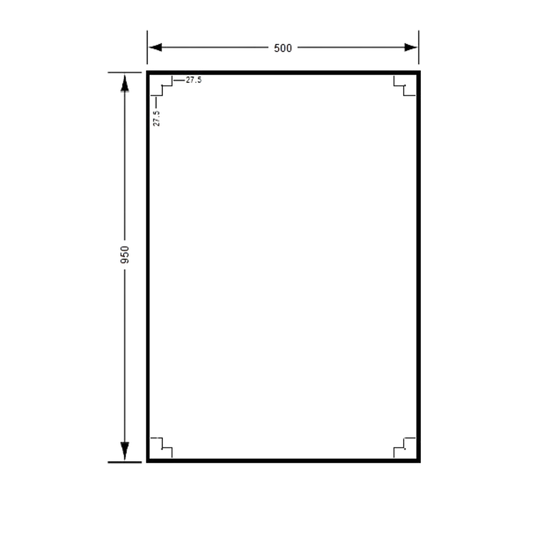 Mirror 500mm x 950mm SS