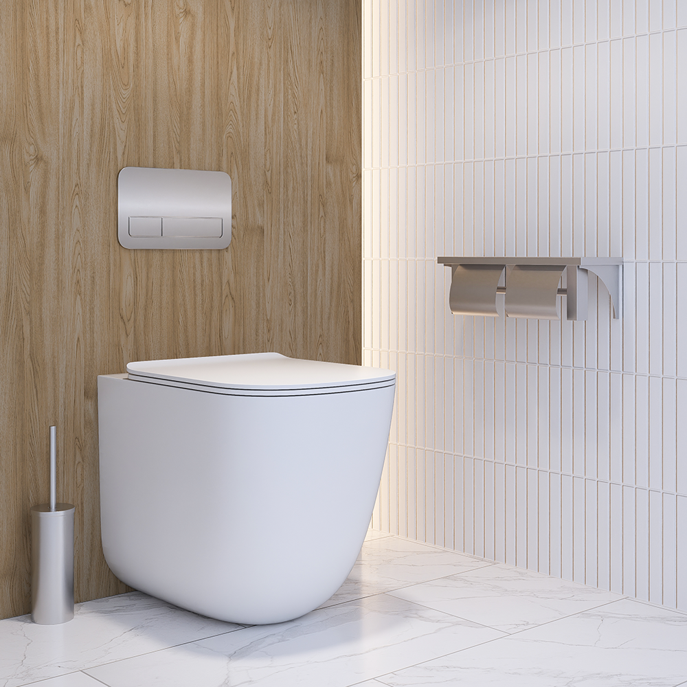 Double Toilet Roll Holder with Hoods/Shelf SS