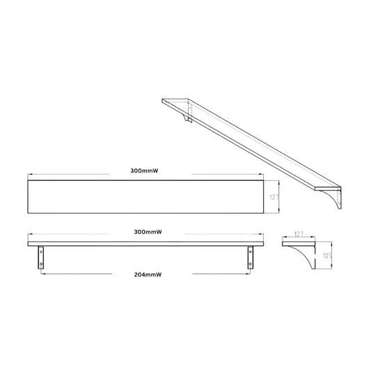 Utility Shelf 300x127mm SS