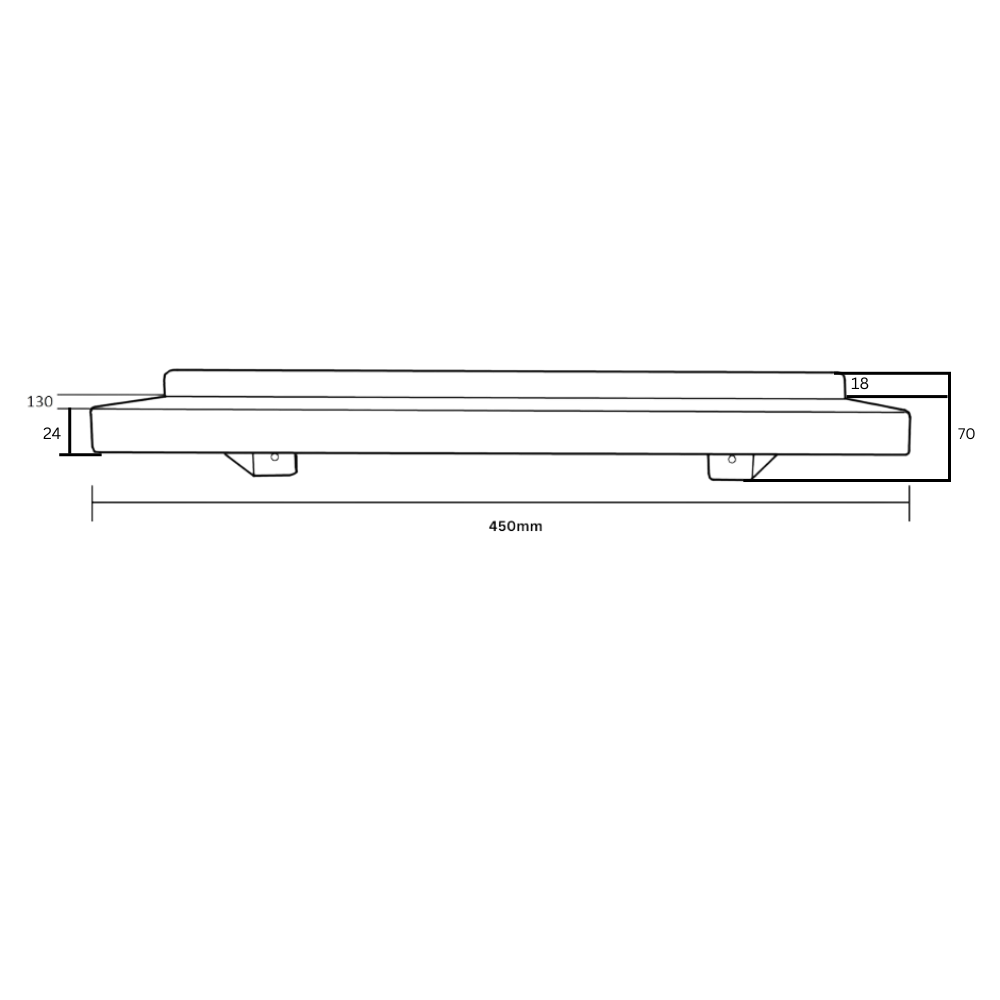 Utility Shelf c/w Wall Return 450mm SS