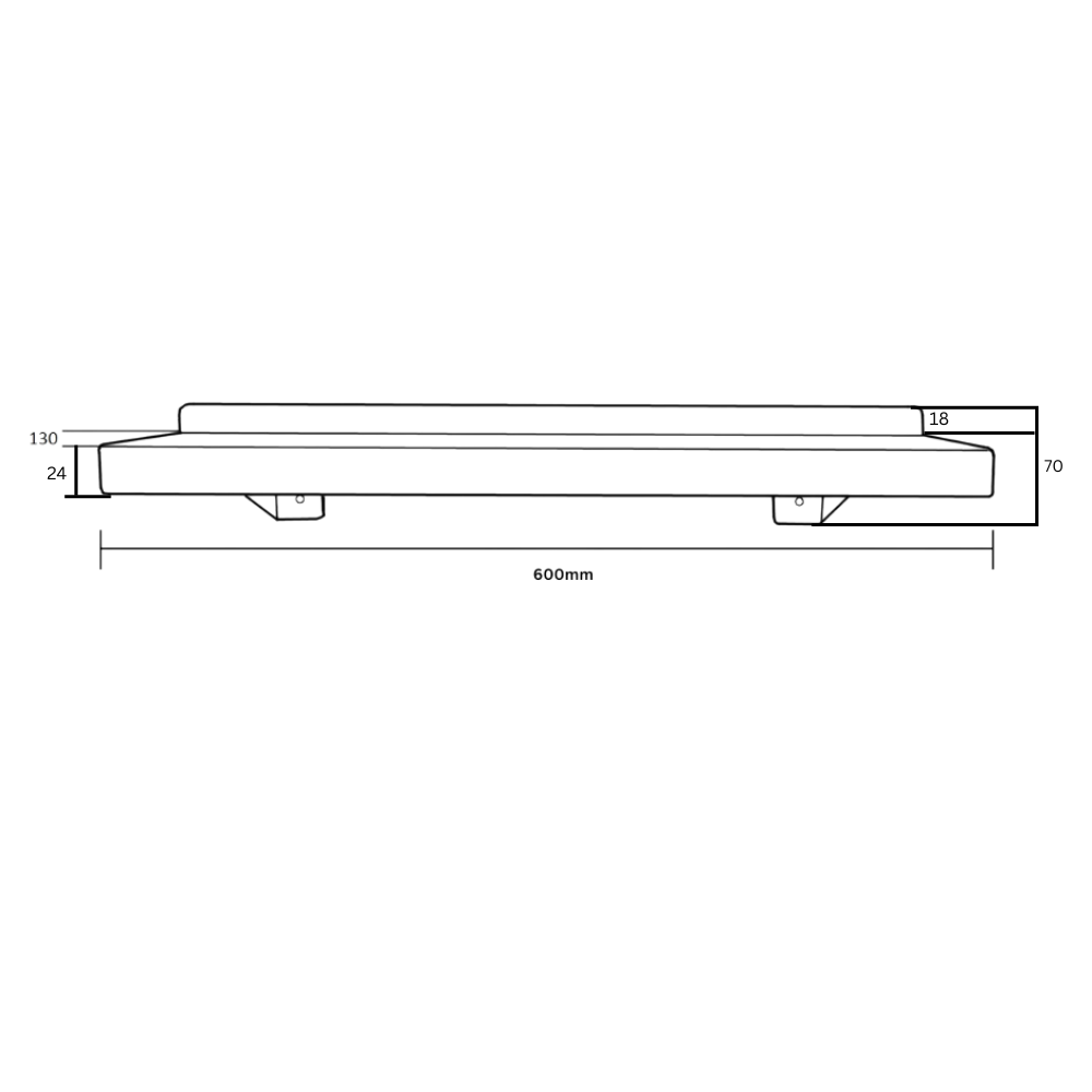 Utility Shelf c/w Wall Return 600mm SS