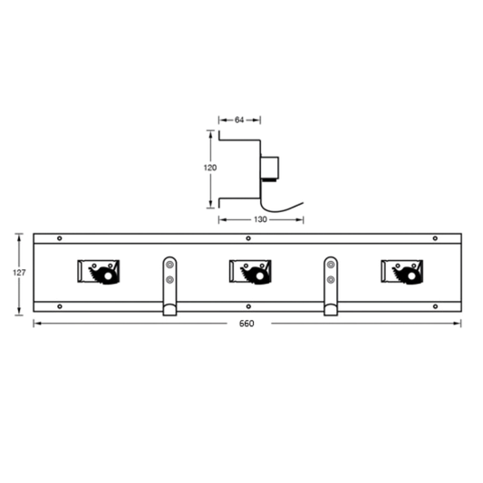 Utility Rack c/w 3 Mop & 2 Rag Hooks SS