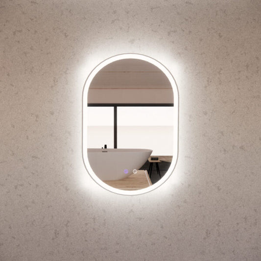 600mm Brushed Nickel Framed LED Mirror - 600 x 900 x 45