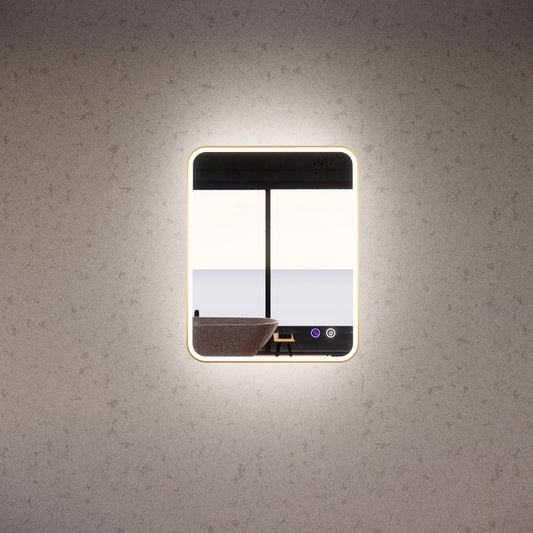 750mm Gold Framed LED Mirror - 750*600*45