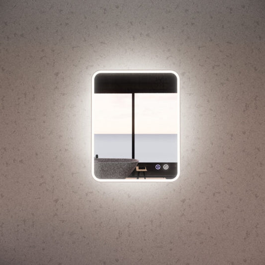750mm Brushed Nickel Framed LED Mirror - 750*600*45