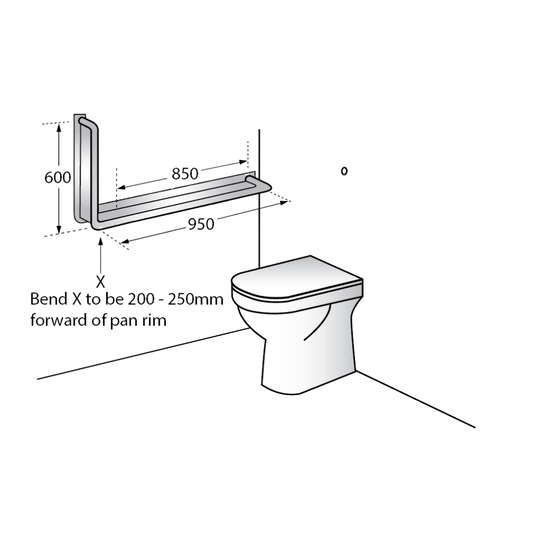 WC Grab Rail Anti Lig RH SS - 90 deg