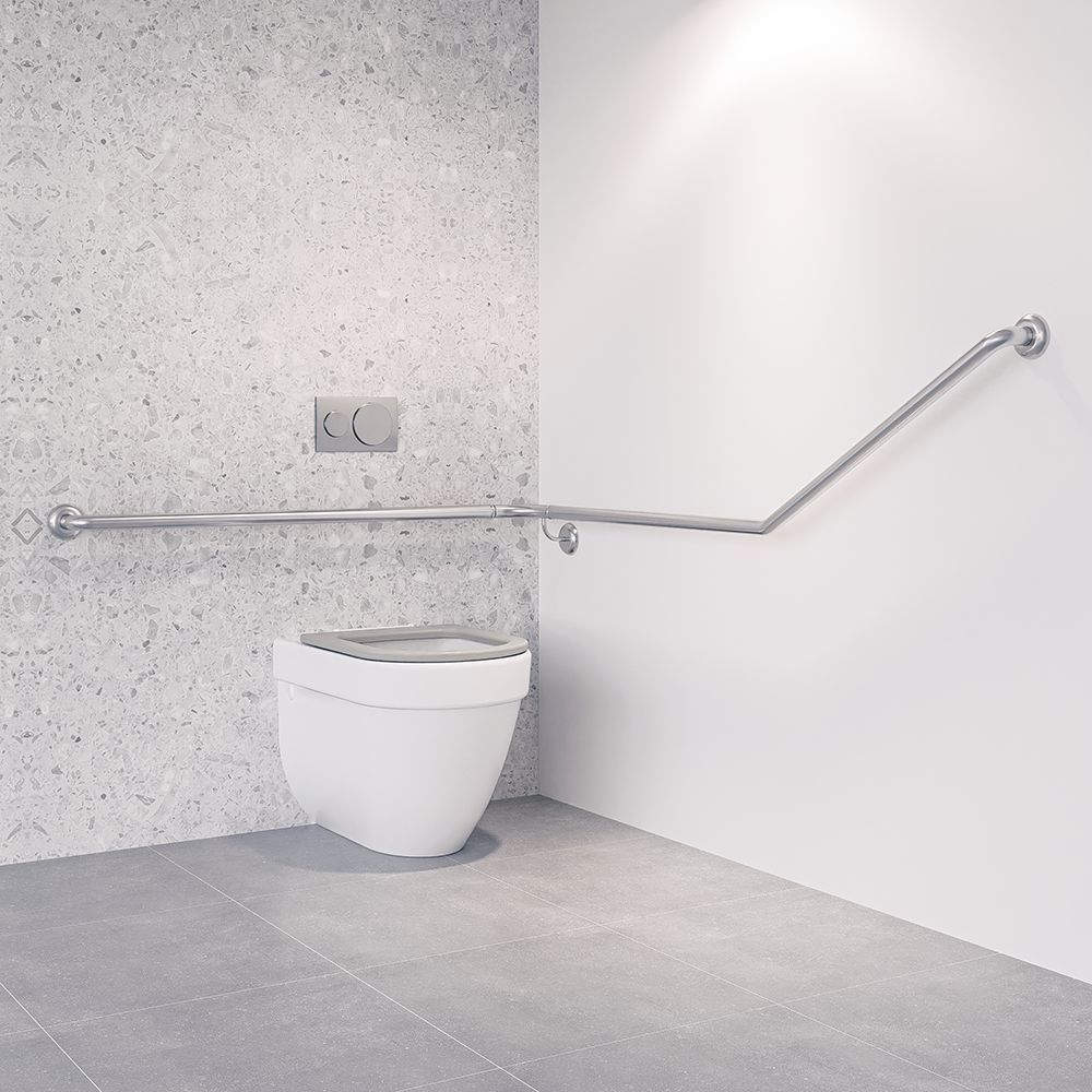 Accessible Wrap Around Left Hand 30° Grab Rail, Modular, Concealed Fix SS