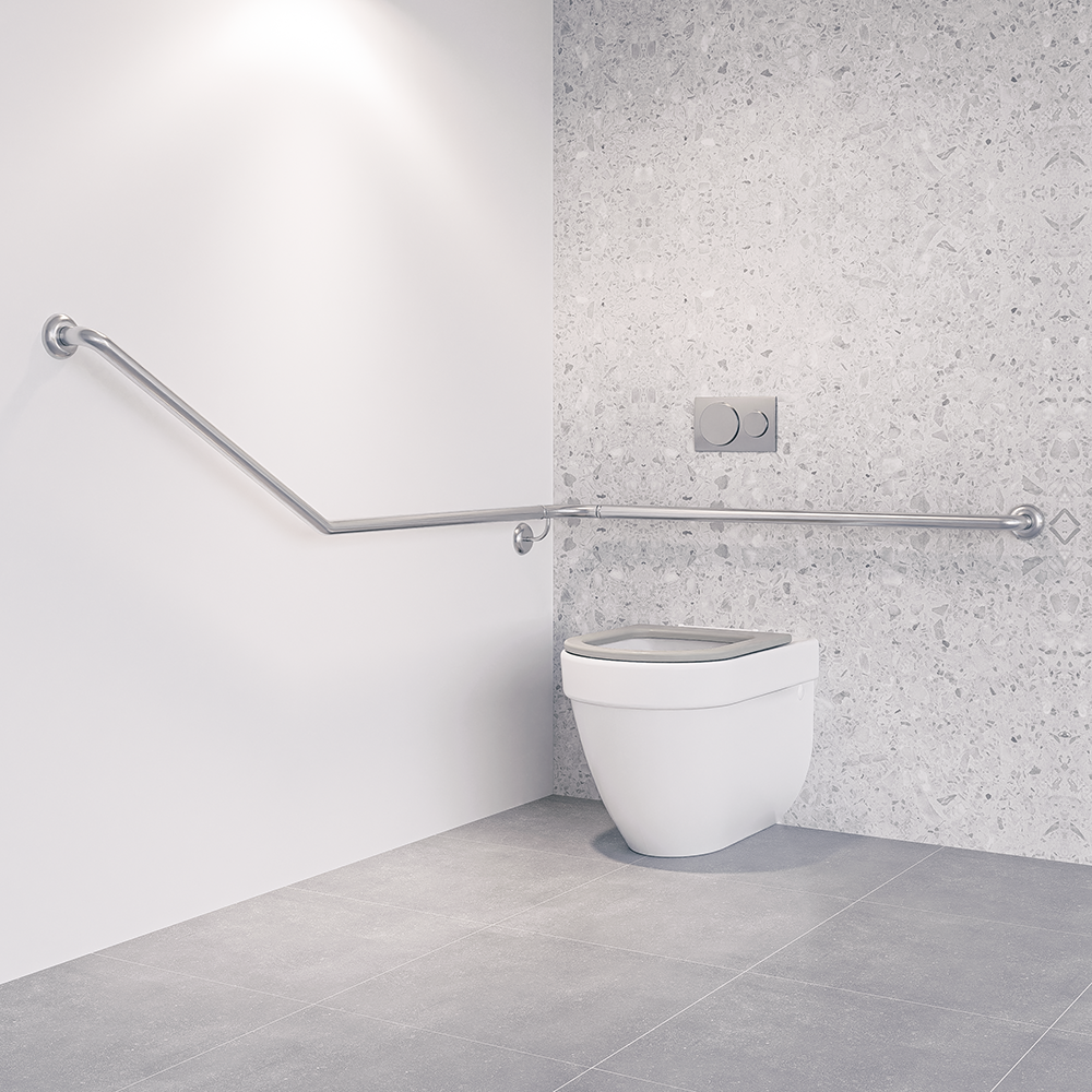 Accessible Wrap Around Right Hand 30° Grab Rail, Modular, Concealed Fix SS