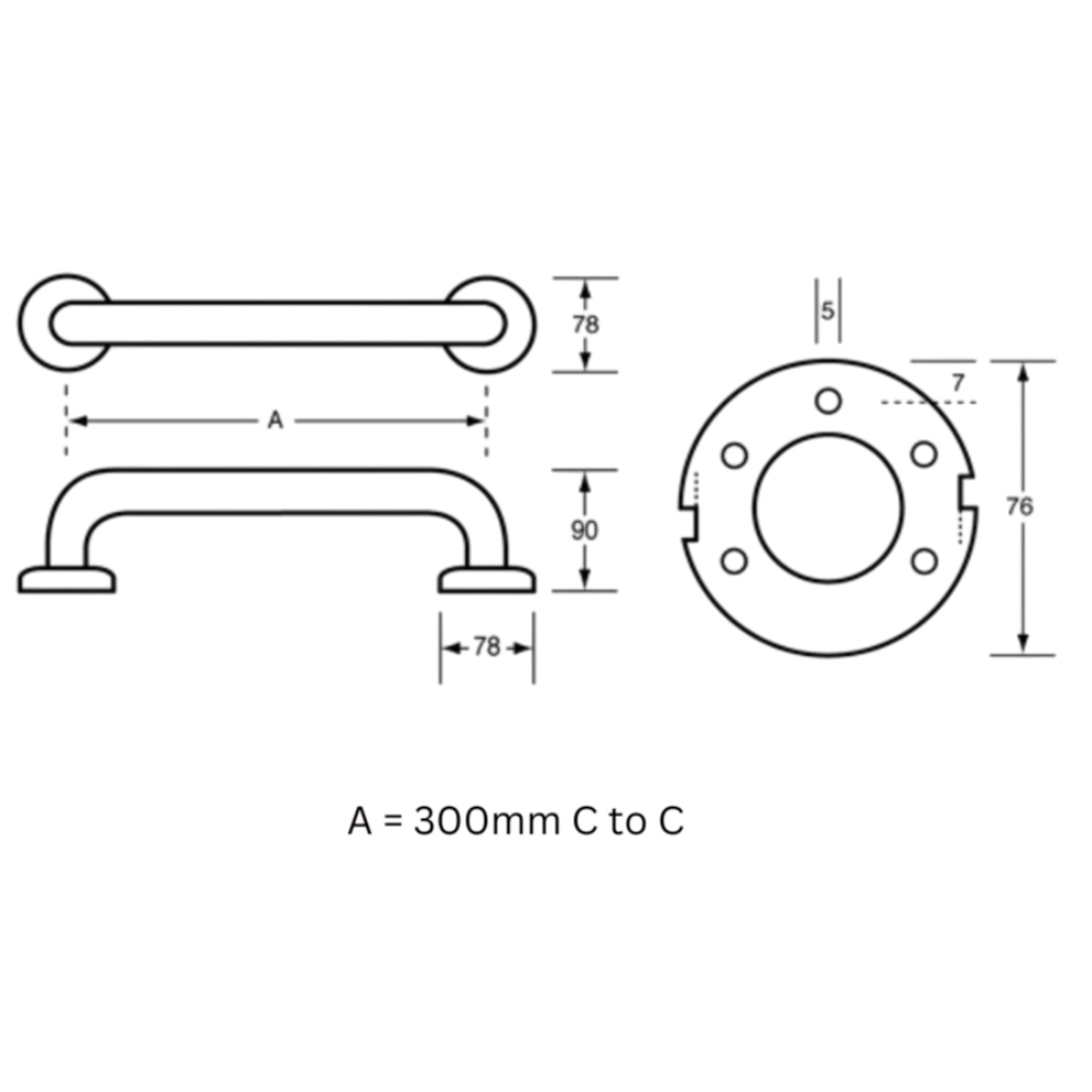 Grab Rail (C) 300x32 - Designer Black