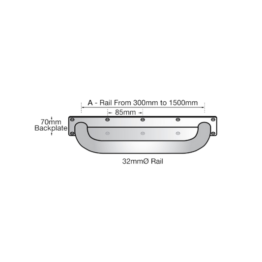 Grab Rail Anti Ligature 450mm SS