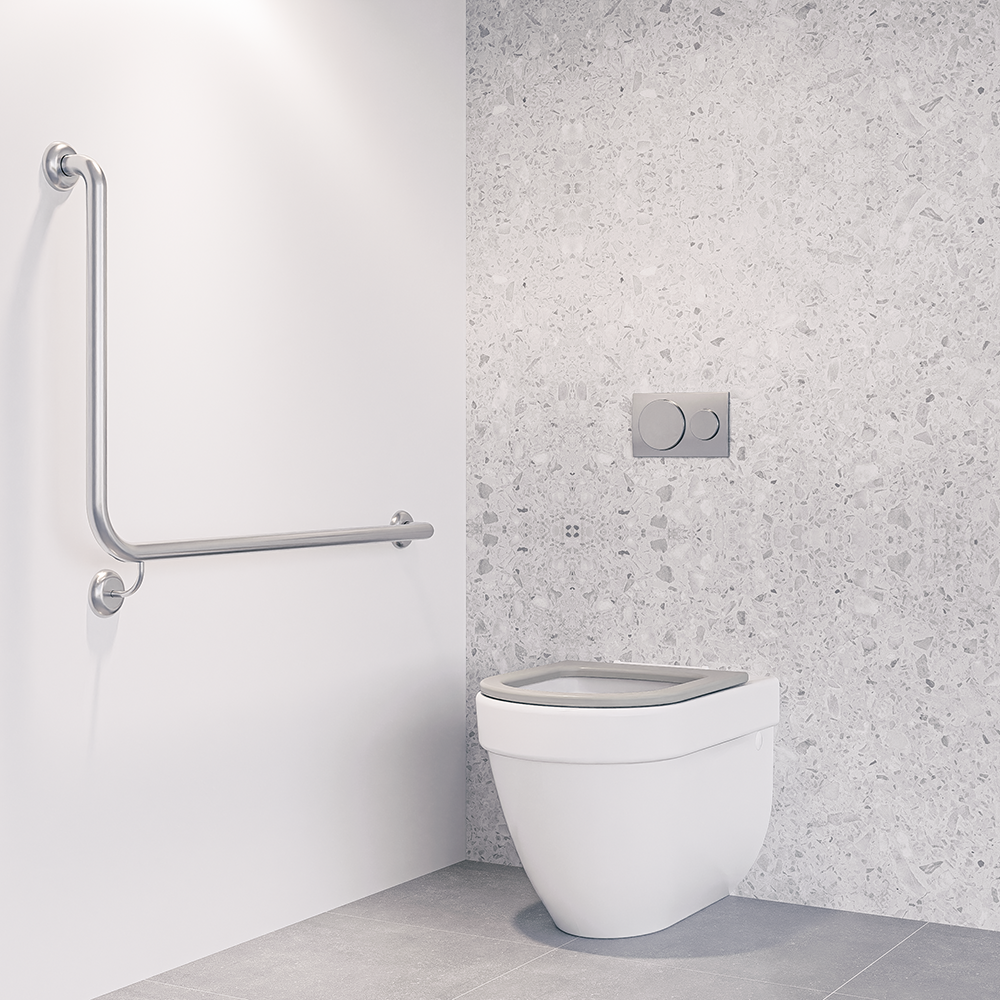 Accessible Right Hand 90° Grab Rail, Concealed Fix SS