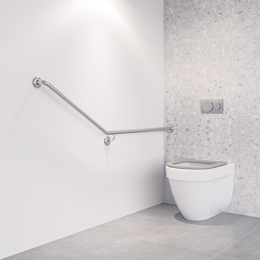 Accessible Right Hand 30° Grab Rail, Concealed Fix (Rear Wall Mount) SS