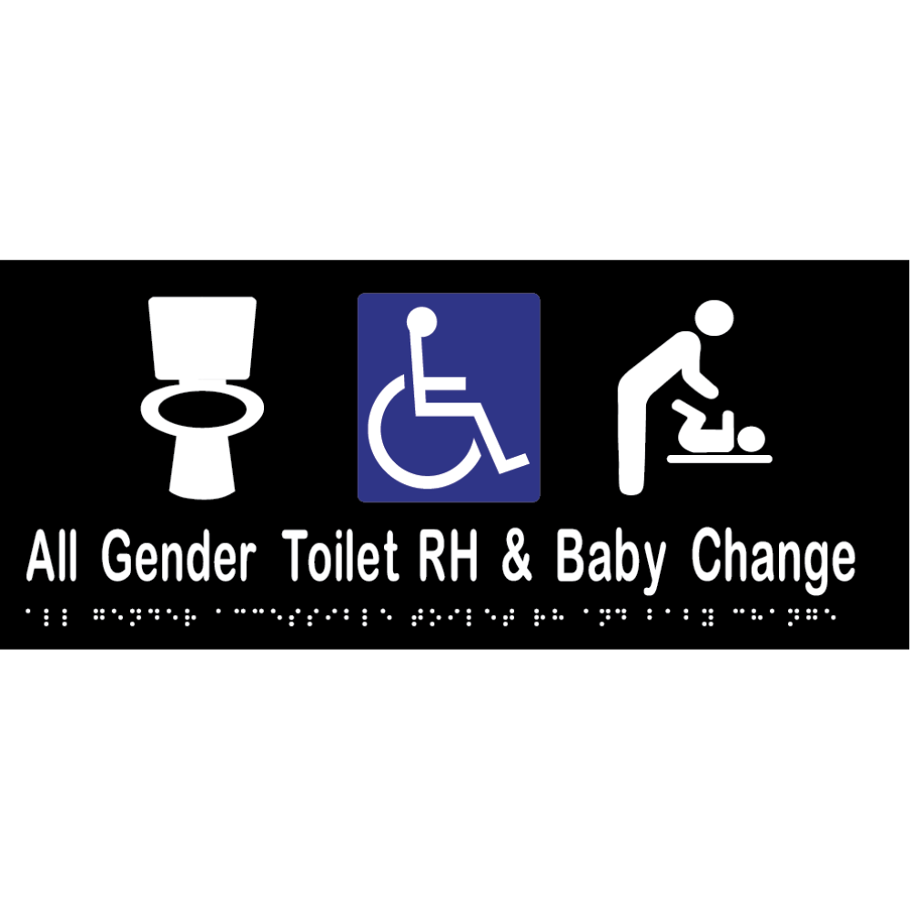 All Gender Accessible Toilet RH & Baby Change - Vinyl - Black with White Infill