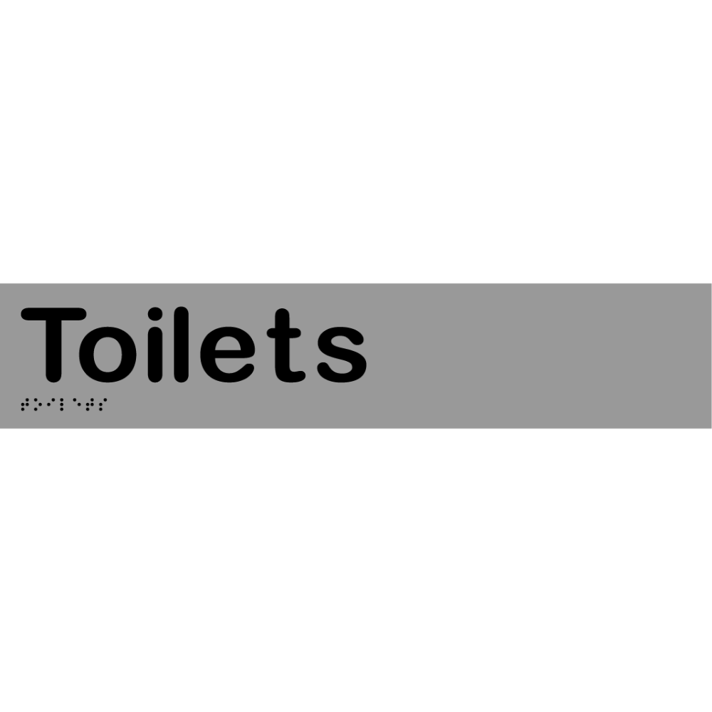 Toilets Sign - Stainless Steel with Black Infill