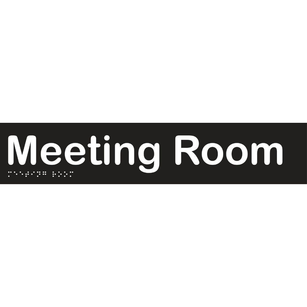 Meeting Room Braille Sign - Vinyl - Black with White Infill