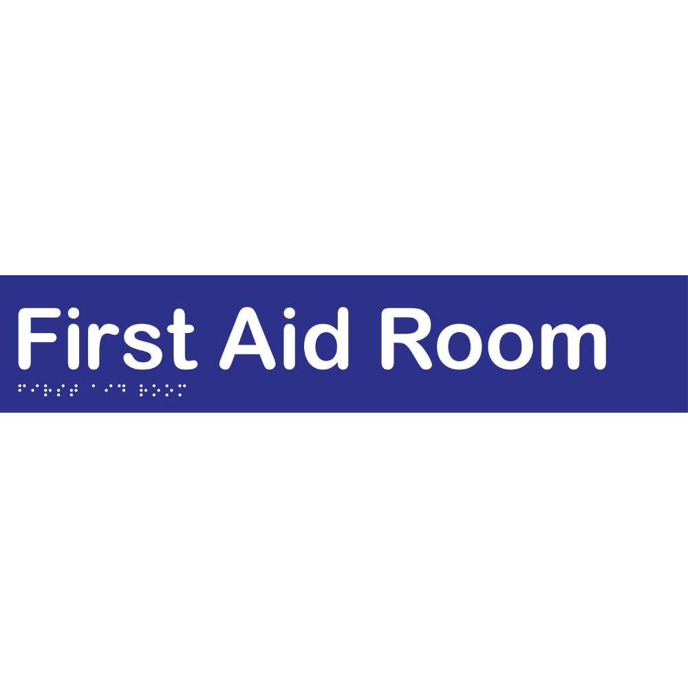 First Aid Room Braille Sign -Vinyl - Blue with White Infill