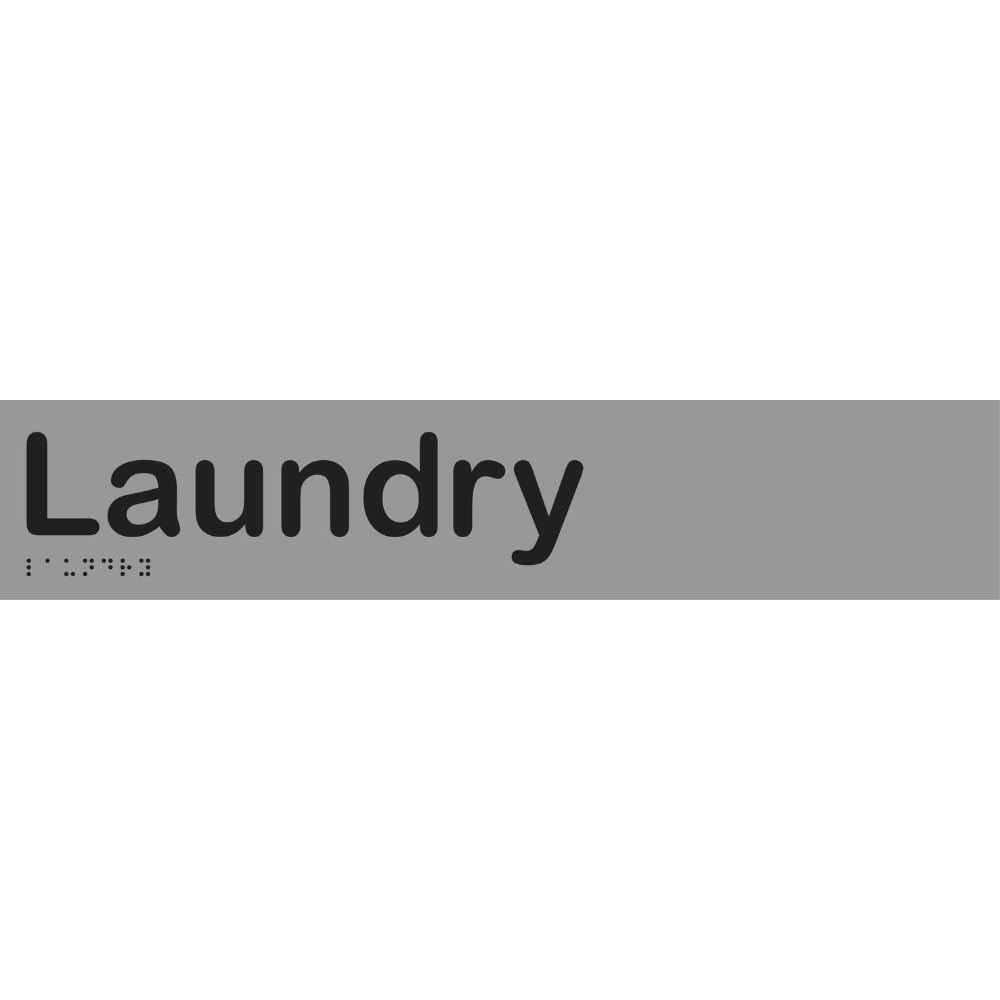 Laundry Braille Sign - Vinyl - Silver with Black Infill