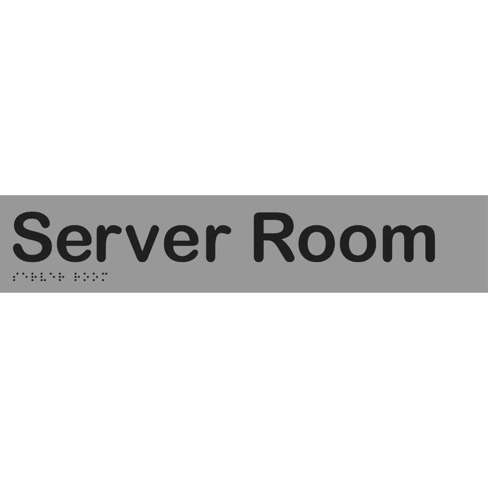Server Room Braille Sign - Stainless Steel with Black Infill