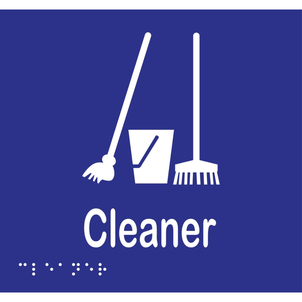 Cleaner Braille Sign - Vinyl - Black with White Infill