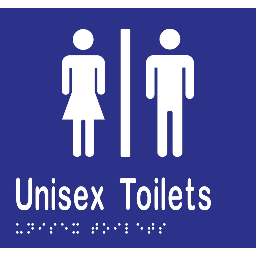 Unisex Toilets Div Braille -Vinyl - Blue with White Infill
