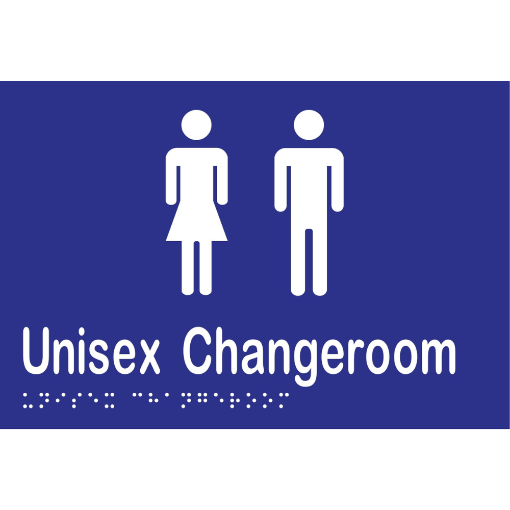 Unisex Changeroom Braille Sign Sign -Vinyl - Blue with White Infill