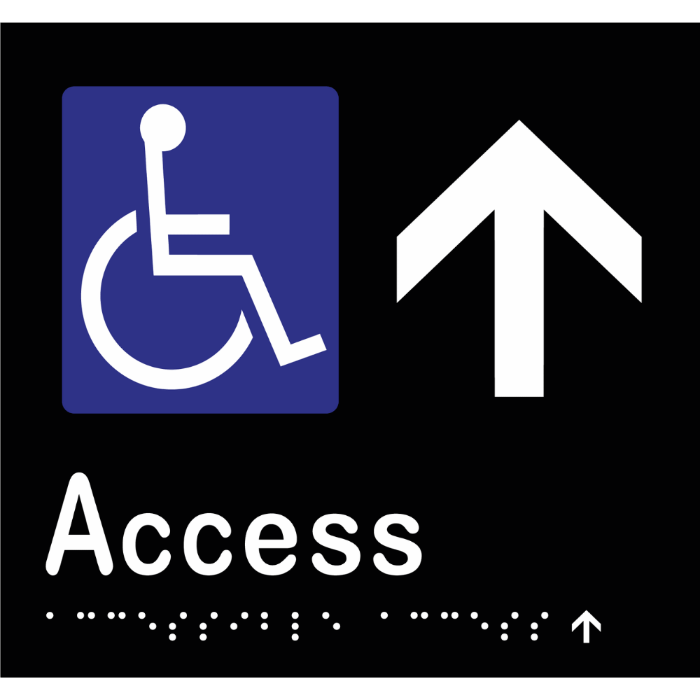 Accessible Access - Arrow Up Sign - Vinyl - Black with White Infill