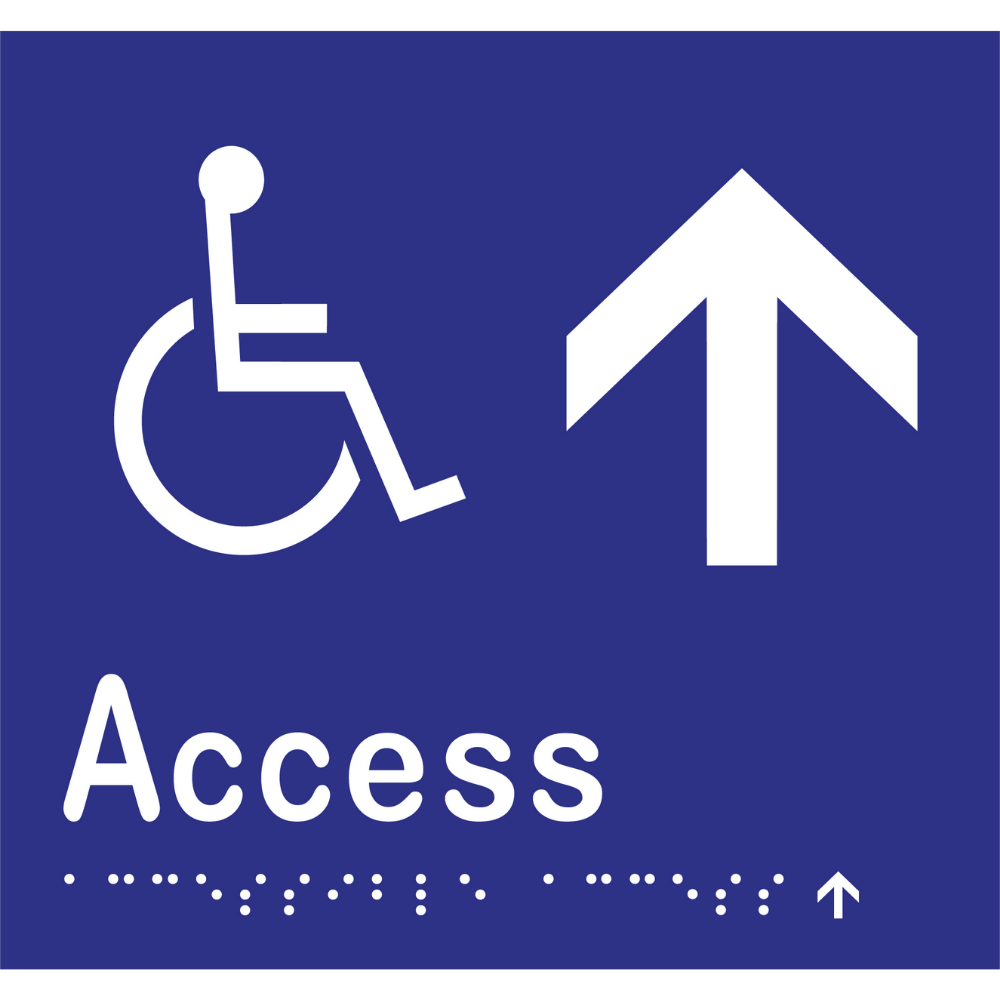 Accessible Access - Arrow Up Sign -Vinyl - Blue with White Infill