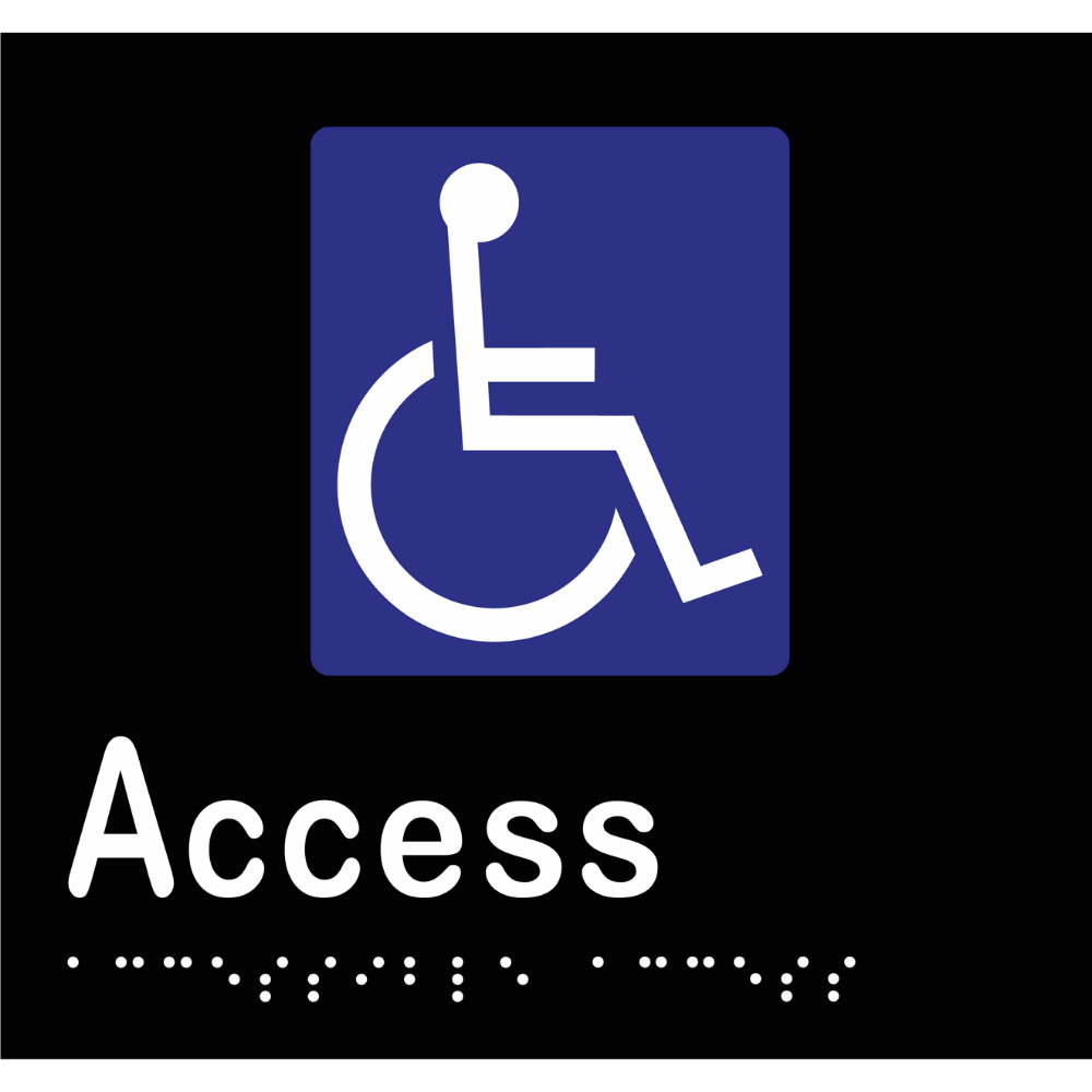 Accessible Access Sign - Vinyl - Black with White Infill
