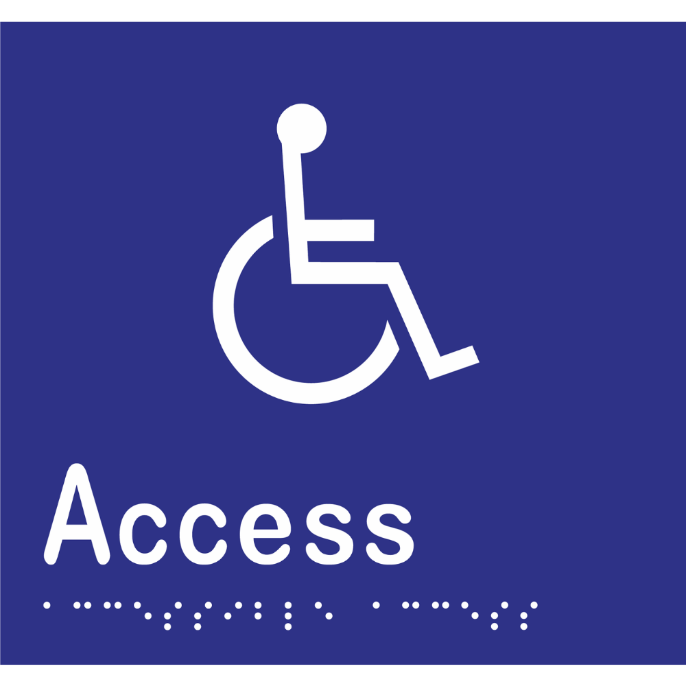 Accessible Access Sign -Vinyl - Blue with White Infill