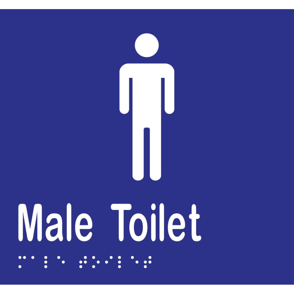 Male Toilet Braille Sign -Vinyl - Blue with White Infill