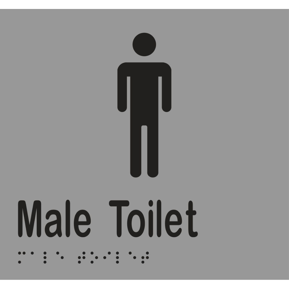 Male Toilet Braille Sign - Vinyl - Silver with Black Infill